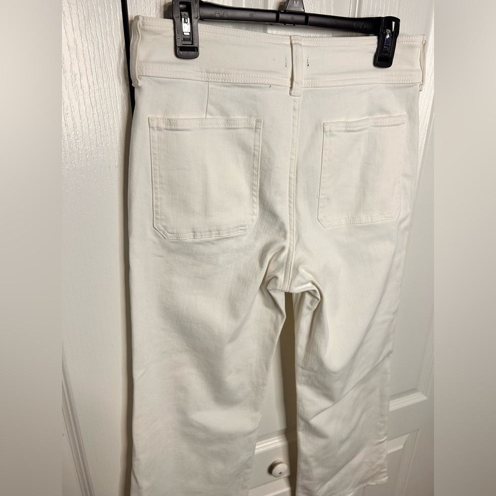 J.Crew Slim-Wide Jean Womens Size 27 White Denim Stacked Buttons Stretch New - Picture 7 of 10